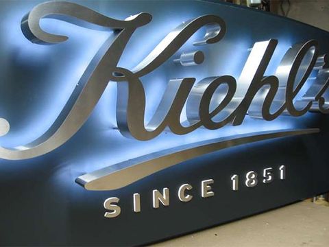 Stainless steel Kiehl’s letters